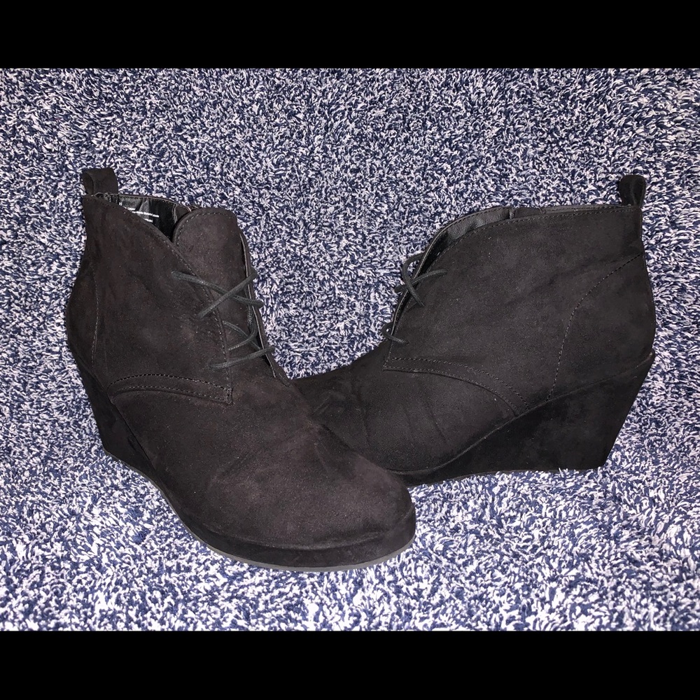 Black suede booties
